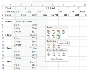 excel vertical to horizontal