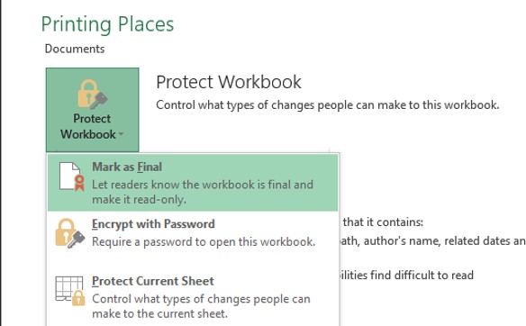 Excel Protect Workbook
